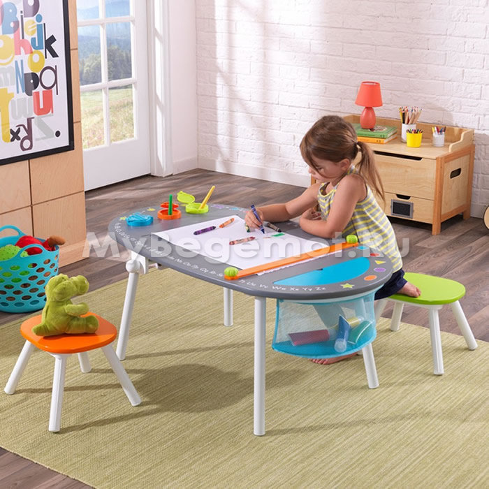 Детский стол для рисования KidKraft «Deluxe Art» со стульчиками  